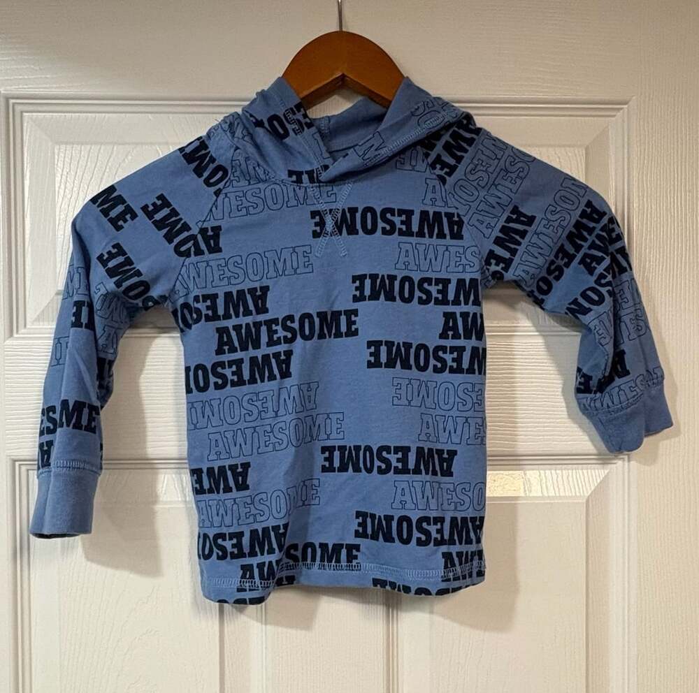 Garanimals Hoodie Size 3T Blue Awesome Print Pullover Sweatshirt
